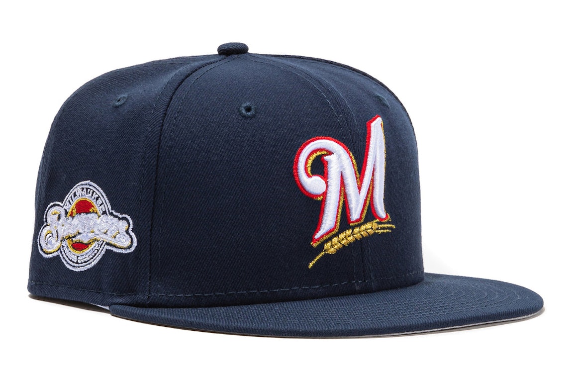 Pre-owned New Era Milwaukee Brewers Beer Pack Logo Patch Hat Club Exclusive 59fifty Fitted Hat Navy