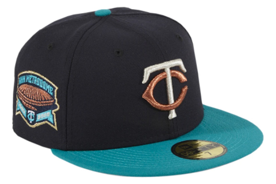 Pre-owned New Era Minnesota Twins Quiet Storm Hat Club Exclusive Metrodome Stadium Patch 59fifty Fitted Hat Na In Navy/teal
