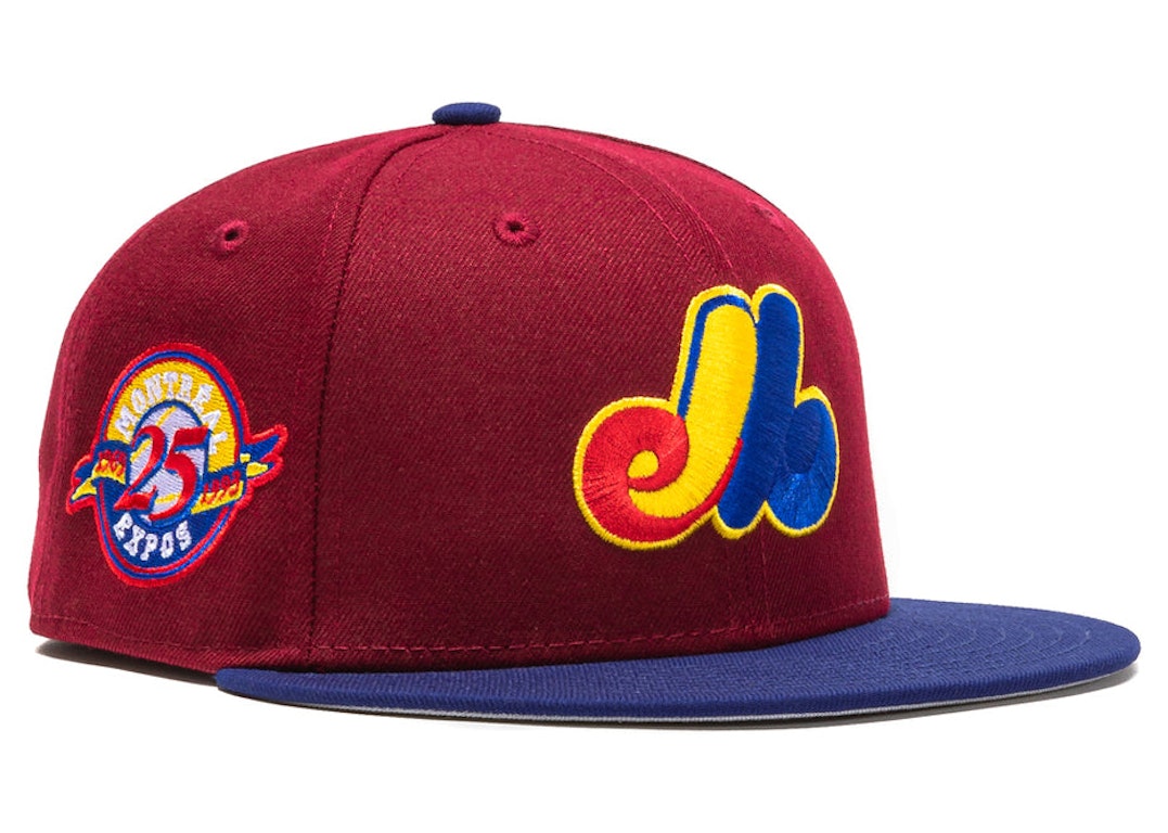 Pre-owned New Era Montreal Expos Sangria 25th Anniversary Patch Hat Club Exclusive 59fifty Fitted Hat Cardinal In Cardinal/royal