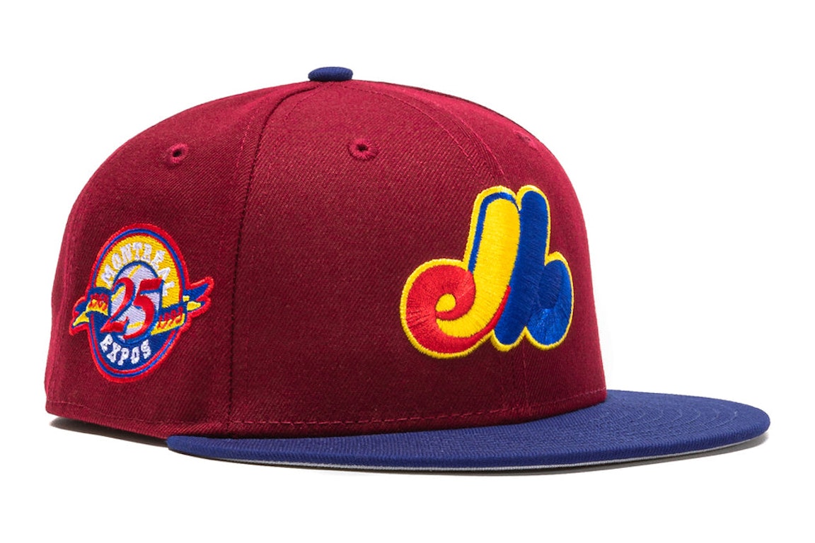 Pre-owned New Era Montreal Expos Sangria 25th Anniversary Patch Hat Club Exclusive 59fifty Fitted Hat Cardinal In Cardinal/royal