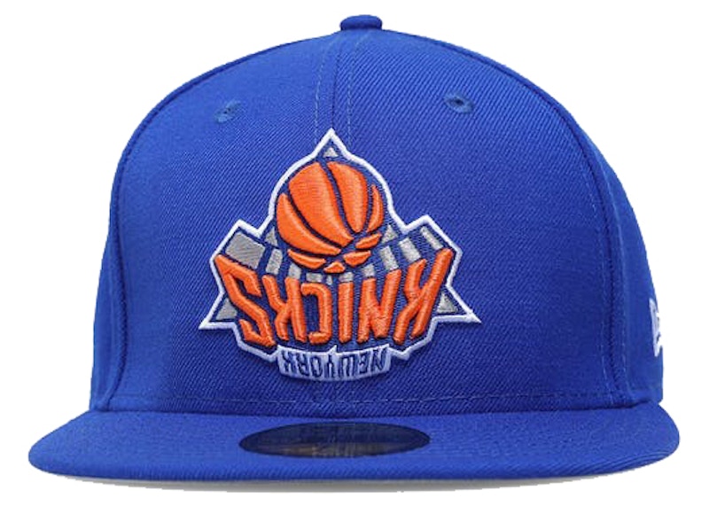 New Era New York Knicks Upside Down 59Fifty Fitted Hat Blue Men's