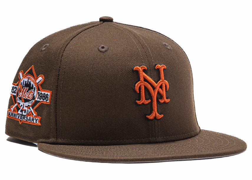 New Era New York Mets Aux Pack 25th Anniversary Patch Hat Club Exclusive  59Fifty Fitted Hat Brown