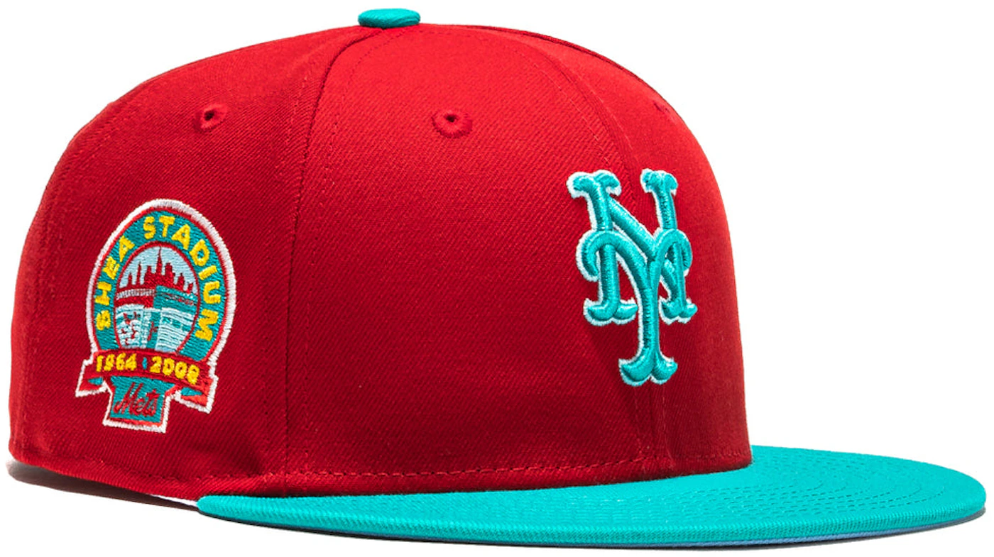 New Era New York Mets Captain Planet 2.0 Shea Stadium Patch Hat Club  Exclusive 59Fifty Fitted Hat Red/Teal - SS22 Men's - US