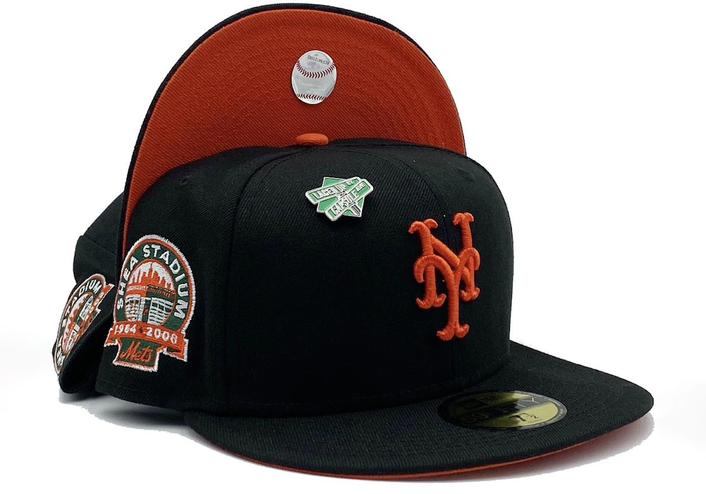 New Era New York Mets Crossroads Collection (Queens) Shea Stadium Capsule  Hats Exclusive 59Fifty Fitted Hat Black/Orange Men's - SS21 - US
