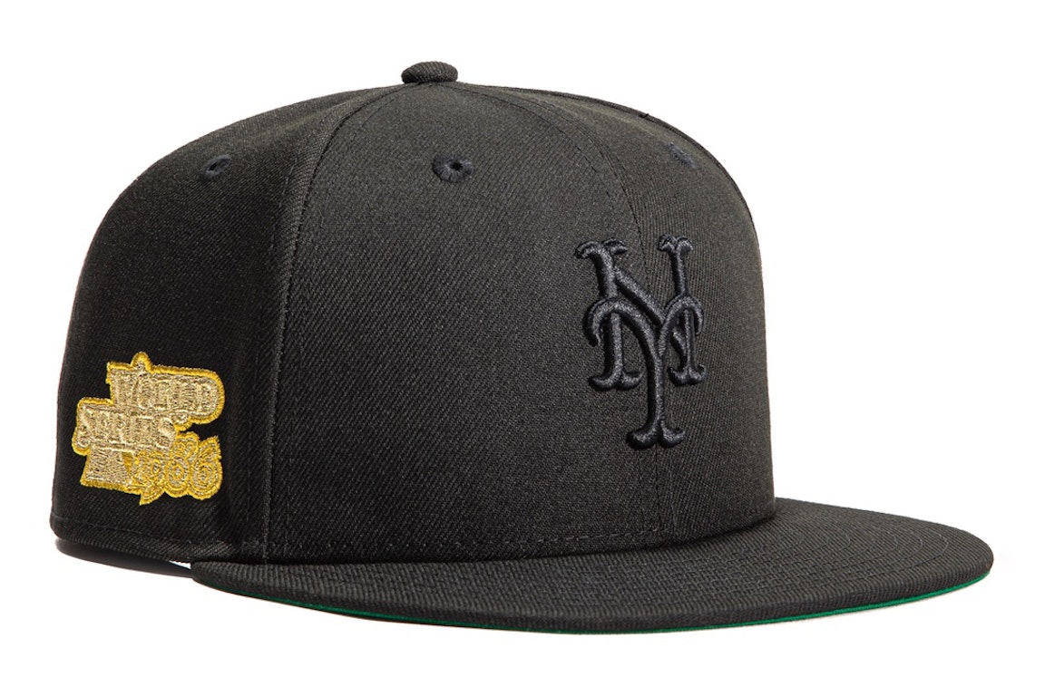 Pre-owned New Era New York Mets Gold Digger 1986 World Series Patch Hat Club Exclusive 59fifty Fitted Hat Blac In Black