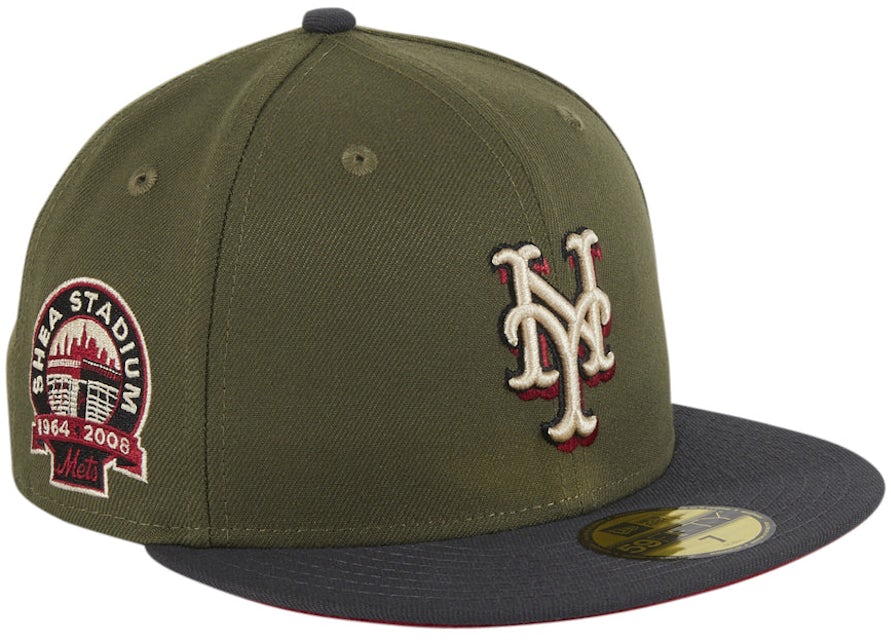 New Era New York Mets Shea Stadium Patch Cardinal UV Hat Club Exclusive 59FIFTY Fitted Hat Olive/Graphite