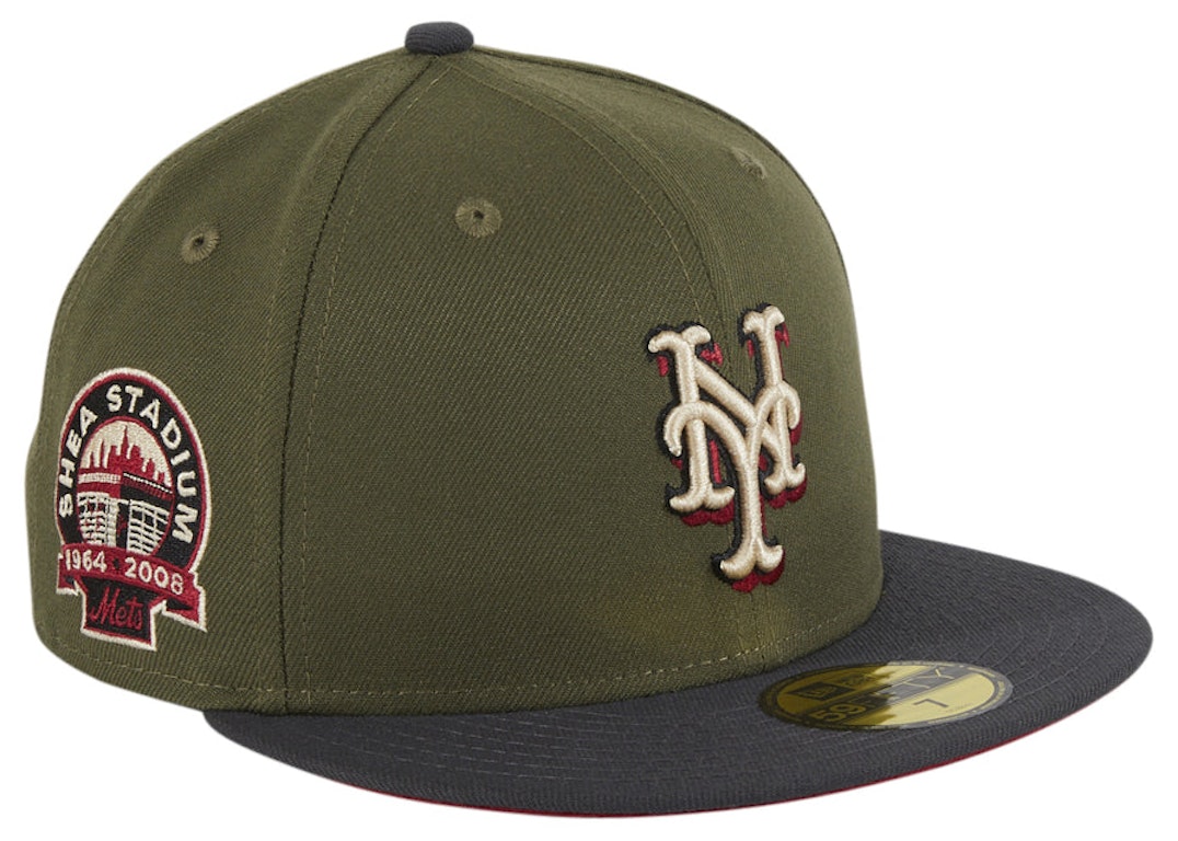 Pre-owned New Era New York Mets Shea Stadium Patch Cardinal Uv Hat Club Exclusive 59fifty Fitted Hat Olive/gra In Olive/graphite