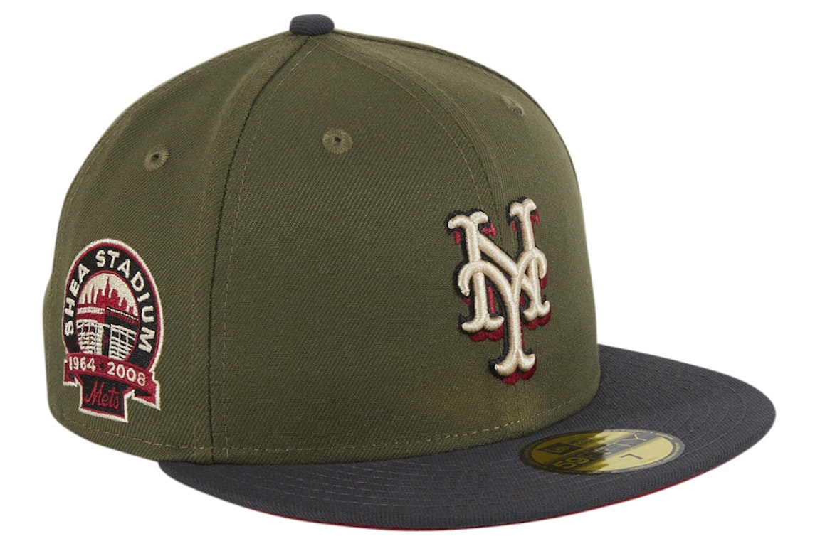 Pre-owned New Era New York Mets Shea Stadium Patch Cardinal Uv Hat Club Exclusive 59fifty Fitted Hat Olive/gra In Olive/graphite