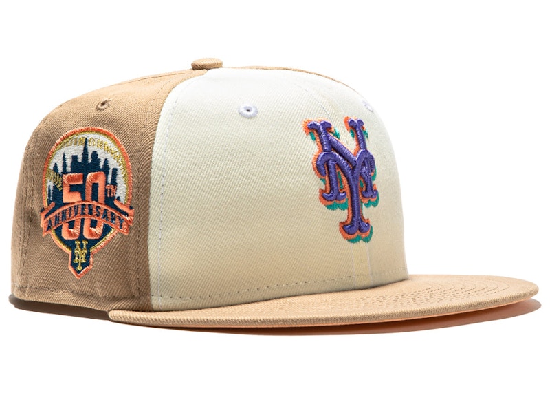 New Era New York Mets Sugar Shack 2.0 50th Anniversary Patch Rail Hat Club  Exclusive 59Fifty Fitted Hat White/Tan/Peach