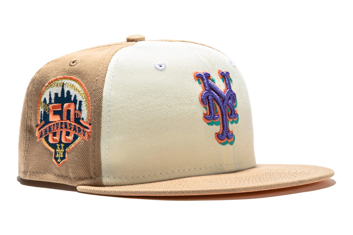 Pre-owned New Era New York Mets Sugar Shack 2.0 50th Anniversary Patch Rail Hat Club Exclusive 59fifty Fitted  In White/tan/peach