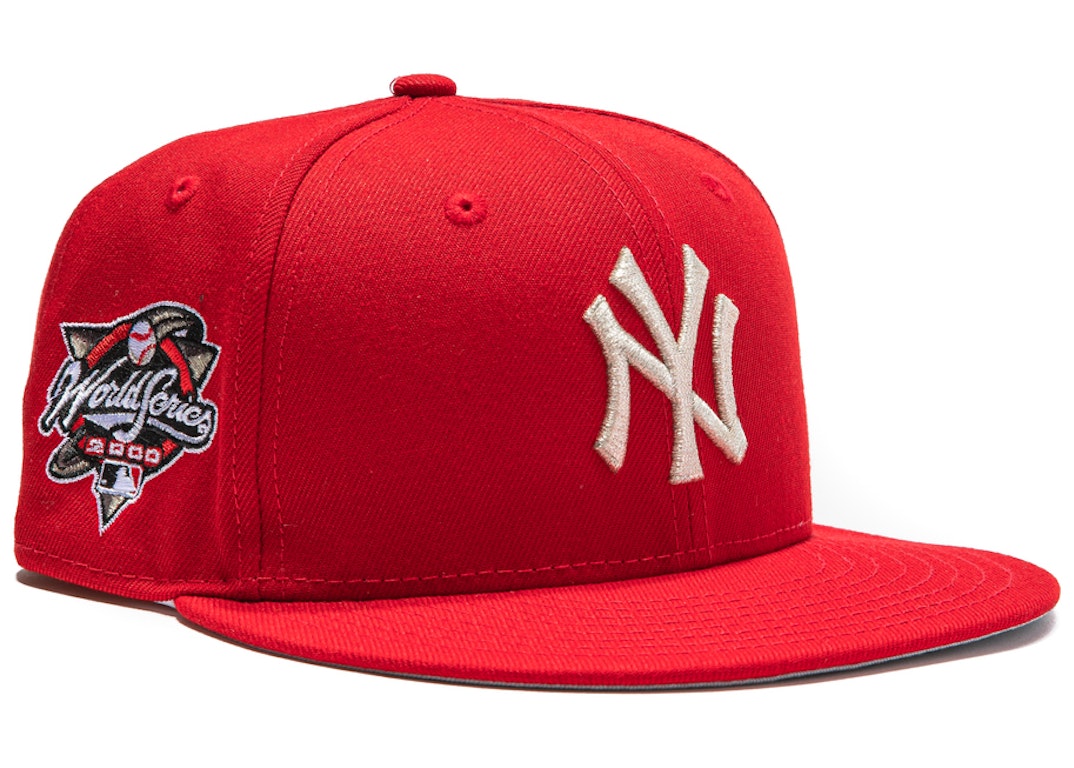 Pre-owned New Era New York Yankees Aux Pack 2000 World Series Patch Hat Club Exclusive 59fifty Fitted Hat Red/ In Red/metallic Silver