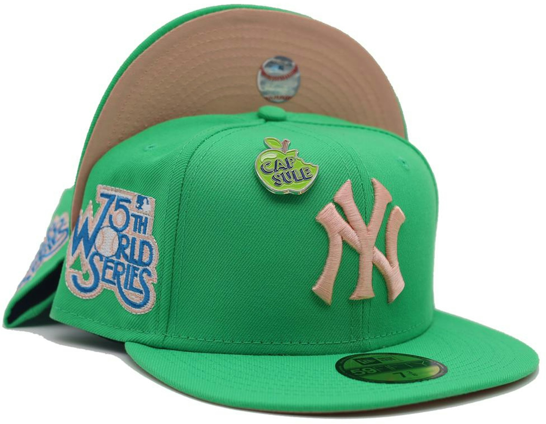 cowboy Lokken kiespijn New Era New York Yankees Capsule Apple Collection 75th World Series Capsule Hats  Exclusive 59Fifty Fitted Hat Green/Peach - FW21 Men's - US