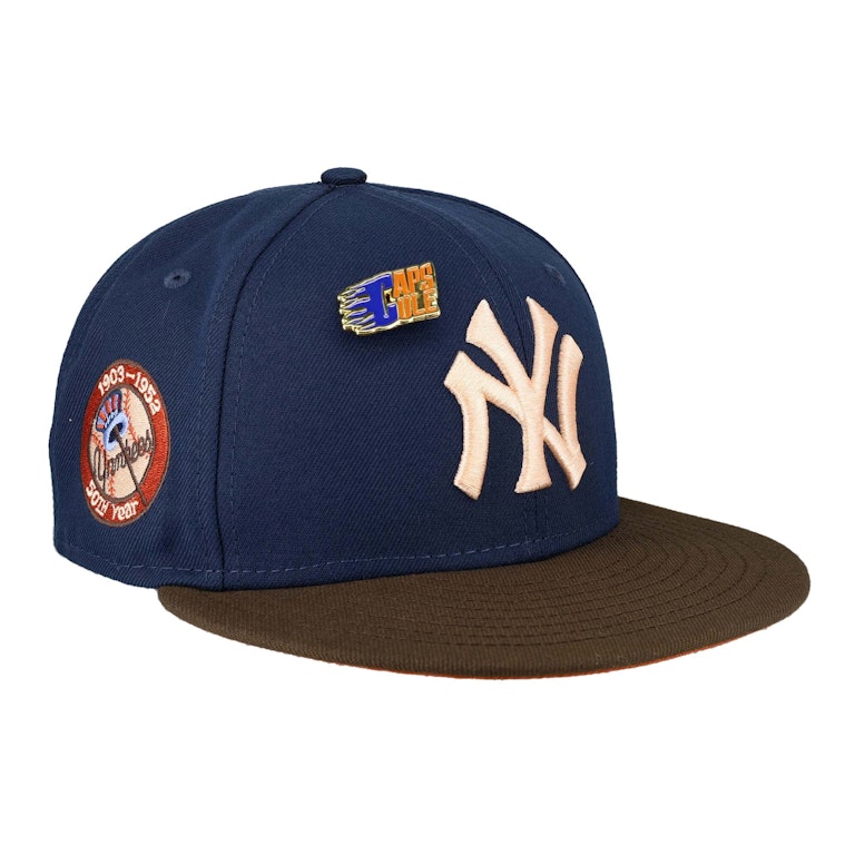 Pre-owned New Era New York Yankees Capsule Navy Nitro 50th Year 59fifty Fitted Hat Navy/orange