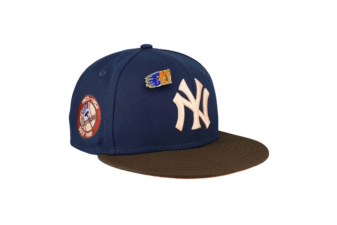 Pre-owned New Era New York Yankees Capsule Navy Nitro 50th Year 59fifty Fitted Hat Navy/orange