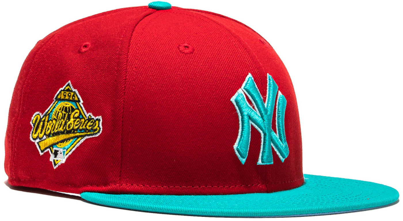 New Era New York Yankees Captain Planet 2.0 1996 World Series Patch Hat Club Exclusive 59FIFTY Fitted Hat Red/Teal