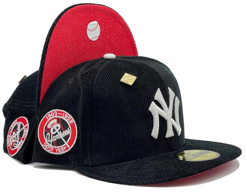 New Era New York Yankees Corduroy Reloaded 50th Year Capsule Hats Exclusive  59Fifty Fitted Hat Black/Red Men's - SS21 - US