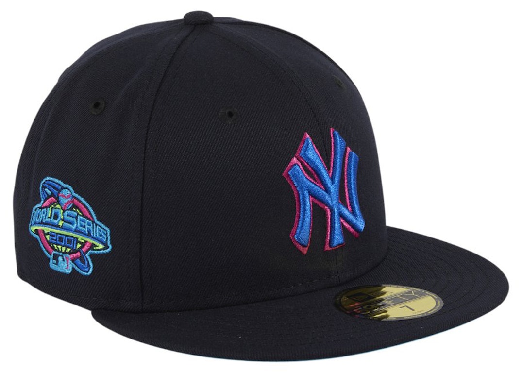 Pre-owned New Era New York Yankees Cyberpunks 2001 World Series Patch Hat Club Exclusive 59fifty Fitted Hat Na In Navy