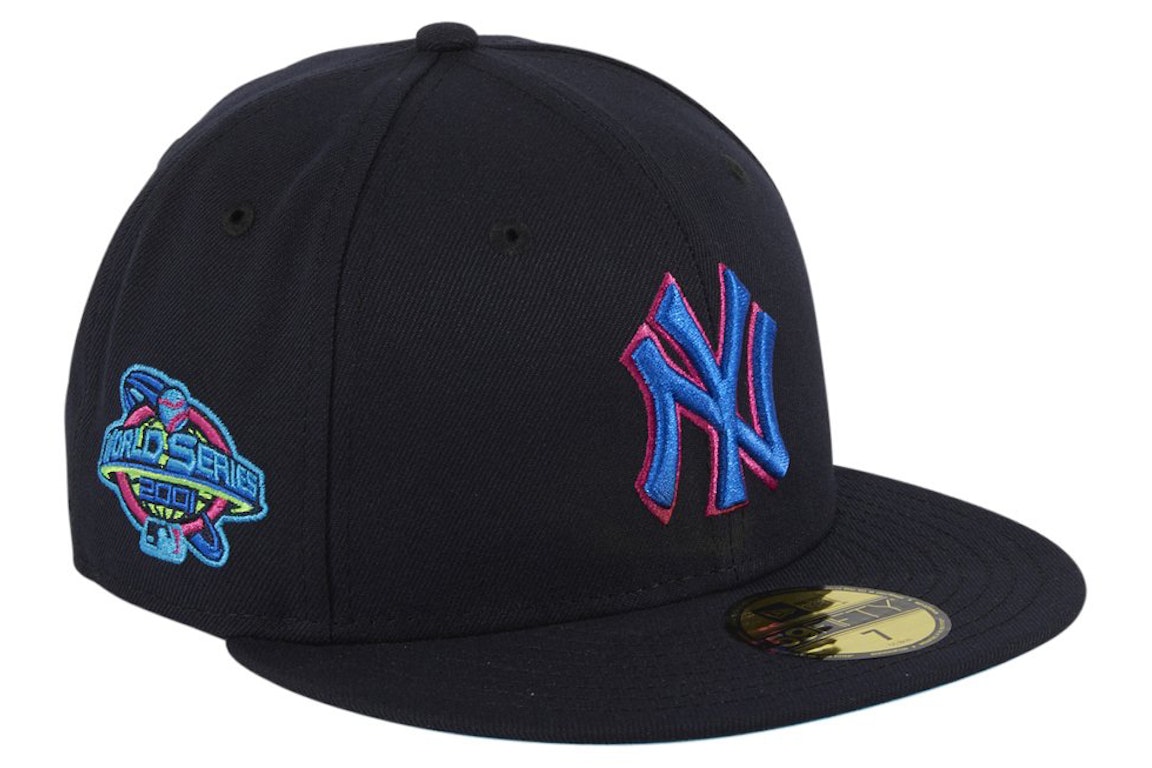 Pre-owned New Era New York Yankees Cyberpunks 2001 World Series Patch Hat Club Exclusive 59fifty Fitted Hat Na In Navy
