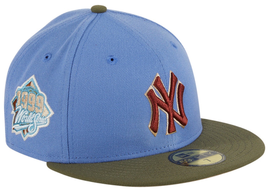 Pre-owned New Era New York Yankees Great Outdoors 1999 World Series Patch Hat Club Exclusive 59fifty Fitted Ha In Indigo/olive