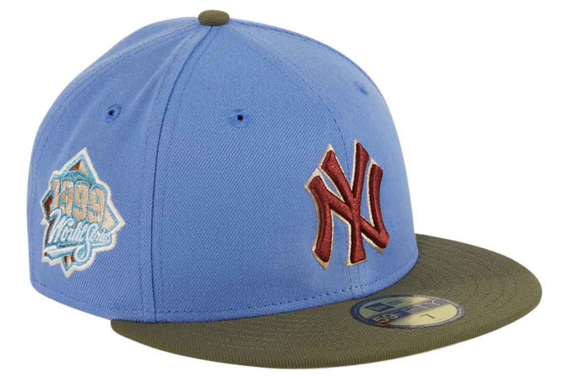 Pre-owned New Era New York Yankees Great Outdoors 1999 World Series Patch Hat Club Exclusive 59fifty Fitted Ha In Indigo/olive