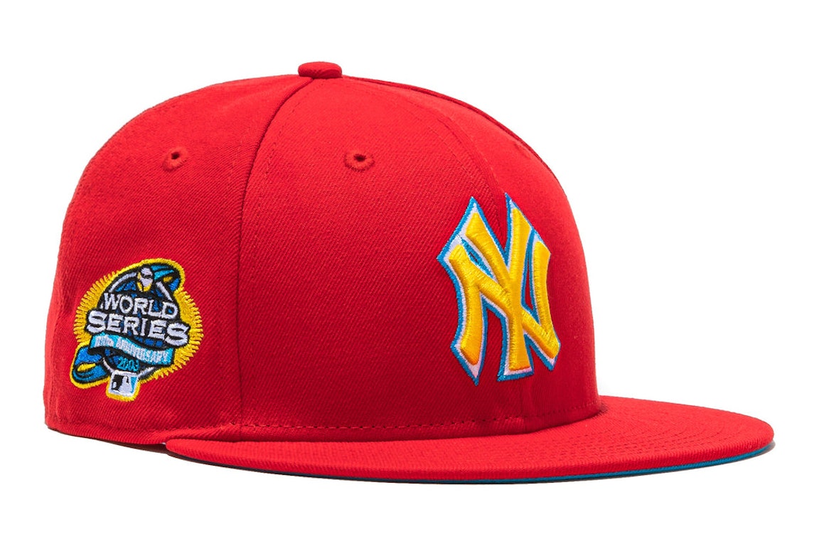 Pre-owned New Era New York Yankees Hat Wheels 2003 World Series Patch Hat Club Exclusive 59fifty Fitted Hat Re In Red