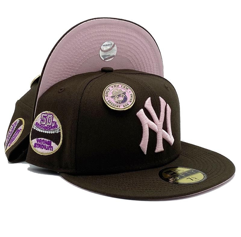 yankees pink brim hat