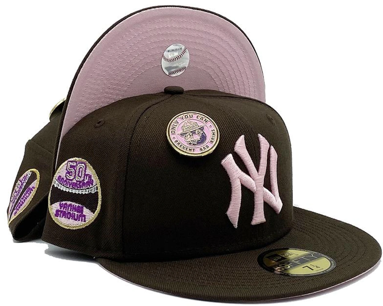 omzeilen hooi Houden New Era New York Yankees No Bad Brims Collection 50th Anniversary Capsule  Hats Exclusive 59Fifty Fitted Hat Brown/Pink - US