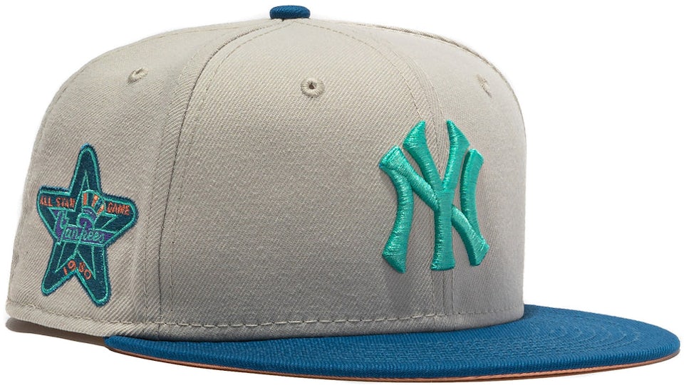 New Era New York Yankees Ocean Drive 1960 All Star Game Patch Hat Club Exclusive 59FIFTY Fitted Hat Stone/Indigo/Peach