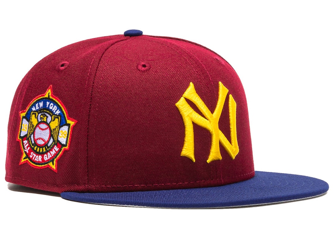 Pre-owned New Era New York Yankees Sangria 1939 All Star Game Patch Hat Club Exclusive 59fifty Fitted Hat Card In Cardinal/royal