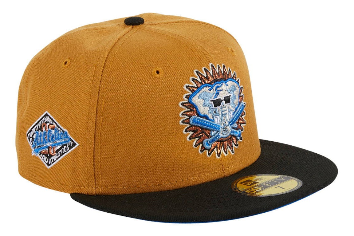 Pre-owned New Era Oakland Athletics Ancient Egypt St Logo 25th Anniversary Hat Club Exclusive 59fifty Fitted H In Khaki/black/royal Blue