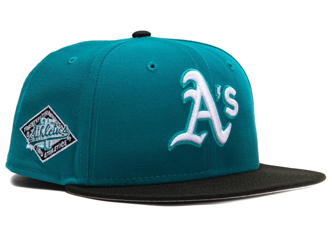 Pre-owned New Era Oakland Athletics Aux Pack Vol 2 25th Anniversary Patch Hat Club Exclusive 59fifty Fitted Ha In Teal/black