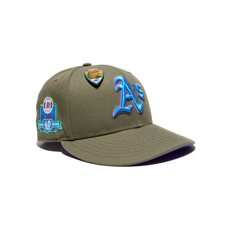 Pre-owned New Era Oakland Athletics Capsule Brim Service Collection 40 Years 59fifty Fitted Hat Green/purple