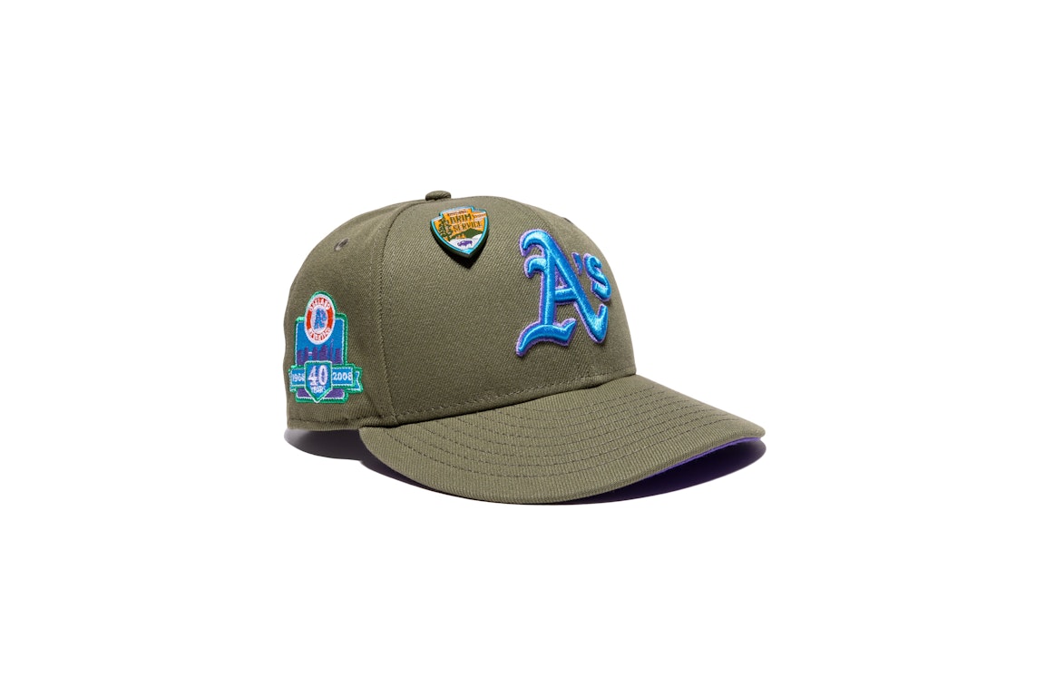 Pre-owned New Era Oakland Athletics Capsule Brim Service Collection 40 Years 59fifty Fitted Hat Green/purple