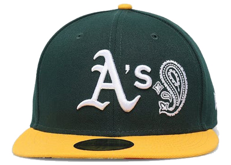 New Era Oakland Athletics Patchwork Paisley Undervisor 59Fifty Fitted Hat  Dark Green