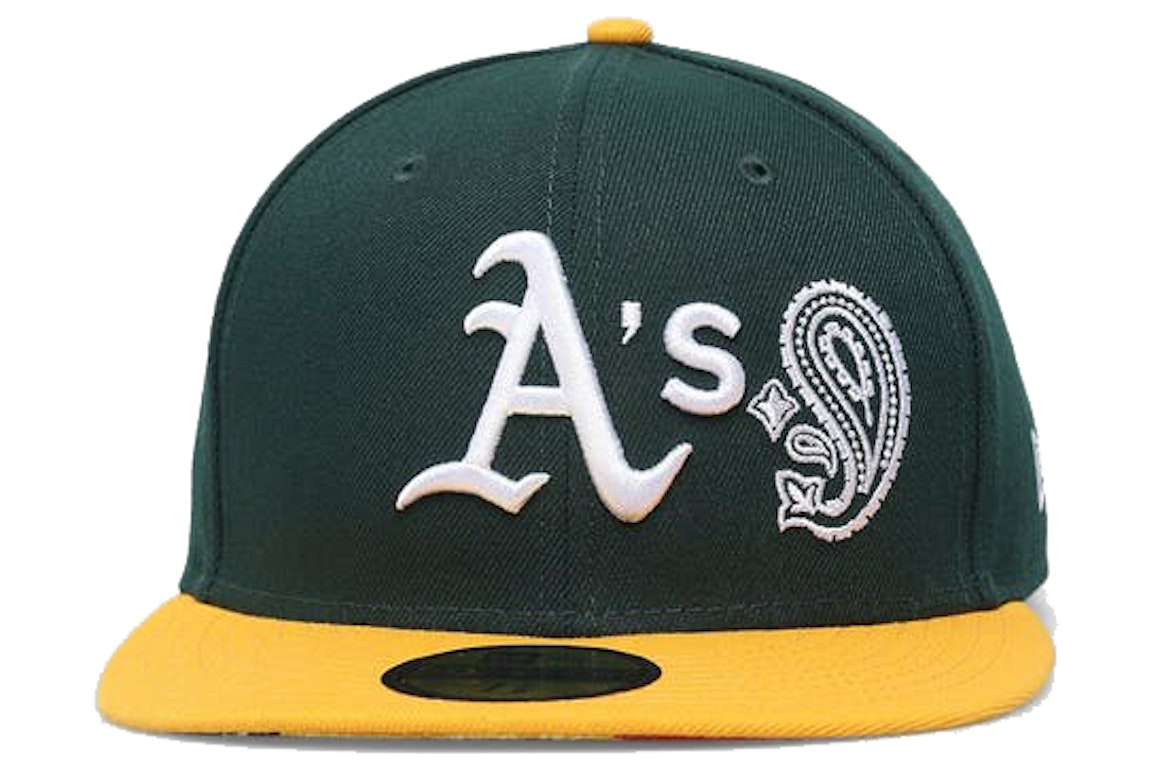 Pre-owned New Era Oakland Athletics Patchwork Paisley Undervisor 59fifty Fitted Hat Dark Green
