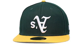 New Era Oakland Athletics Upside Down 59Fifty Fitted Hat Dark Green