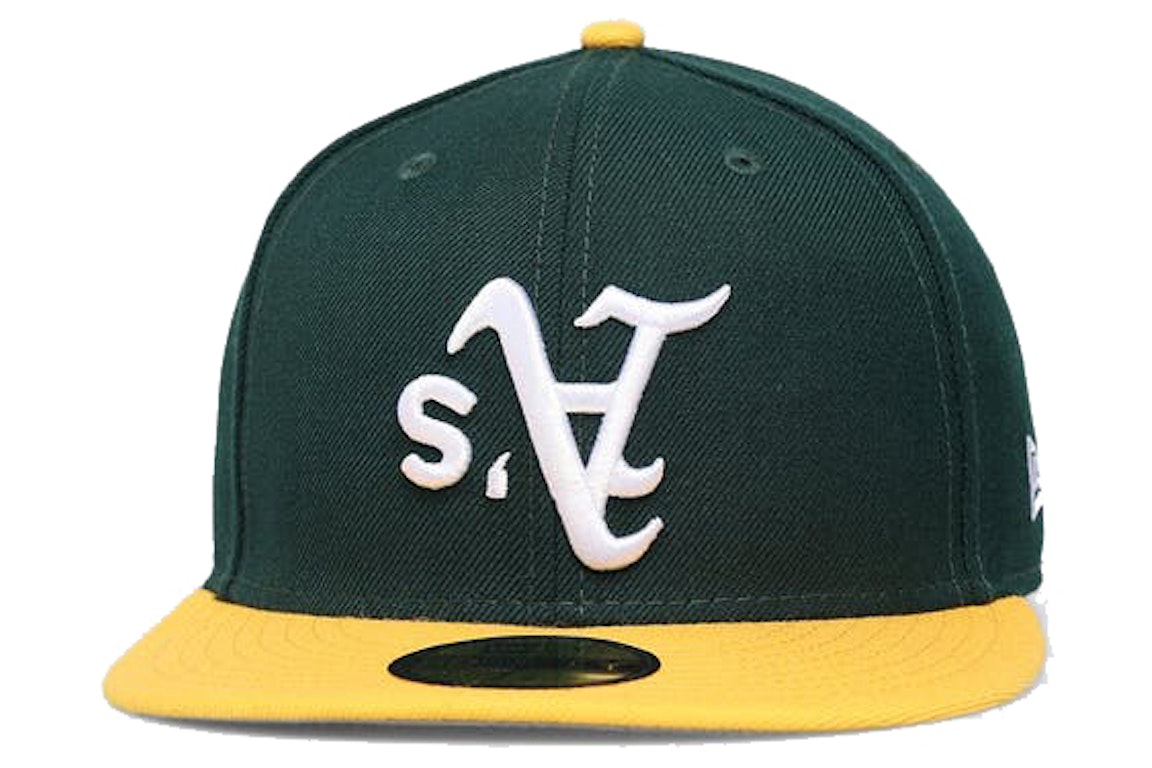 Pre-owned New Era Oakland Athletics Upside Down 59fifty Fitted Hat Dark Green