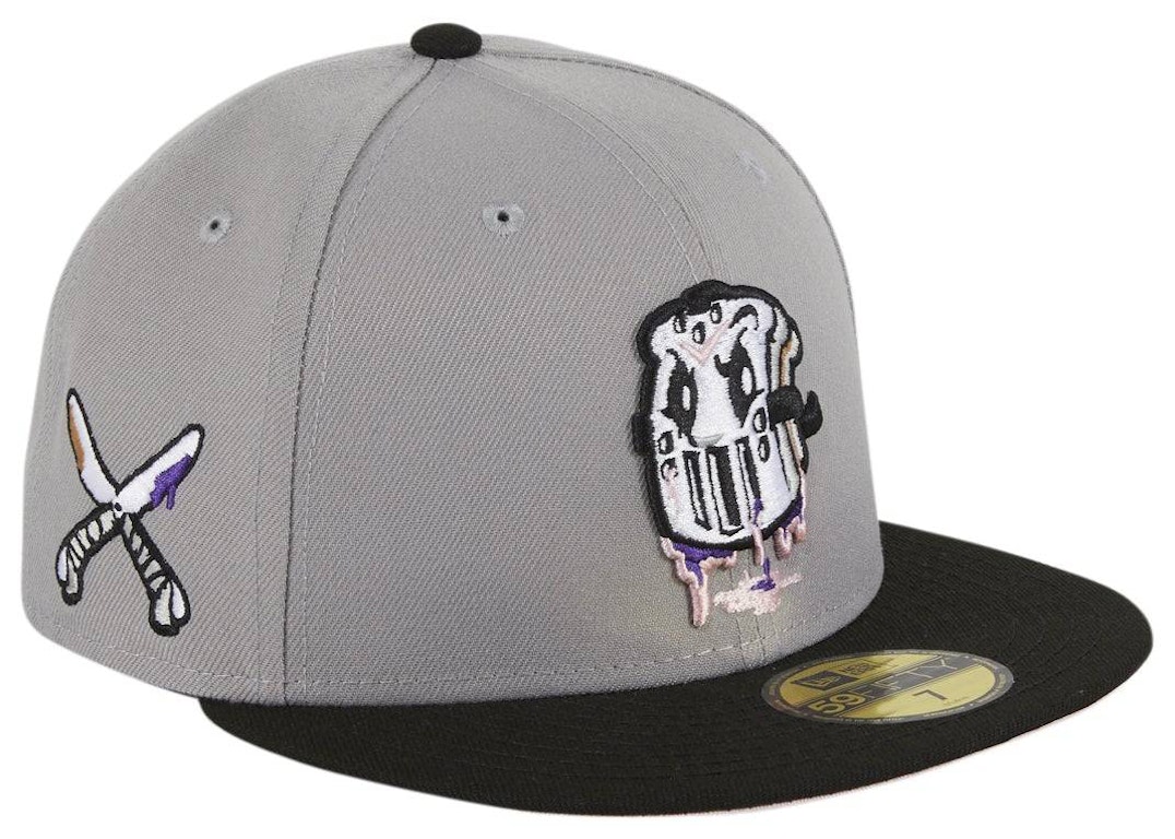 Pre-owned New Era Pbj Anthropomorphic Mask Fuji Hat Club Exclusive 59fifty Fitted Hat Grey/black