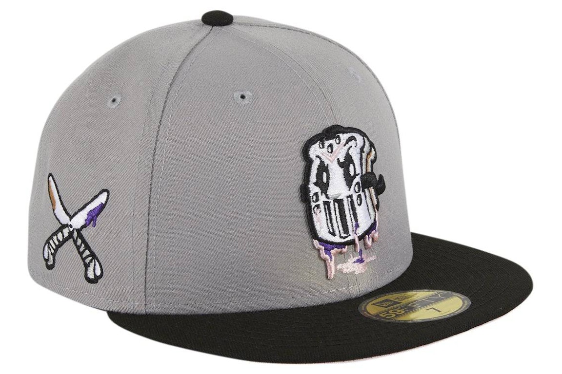 Pre-owned New Era Pbj Anthropomorphic Mask Fuji Hat Club Exclusive 59fifty Fitted Hat Grey/black