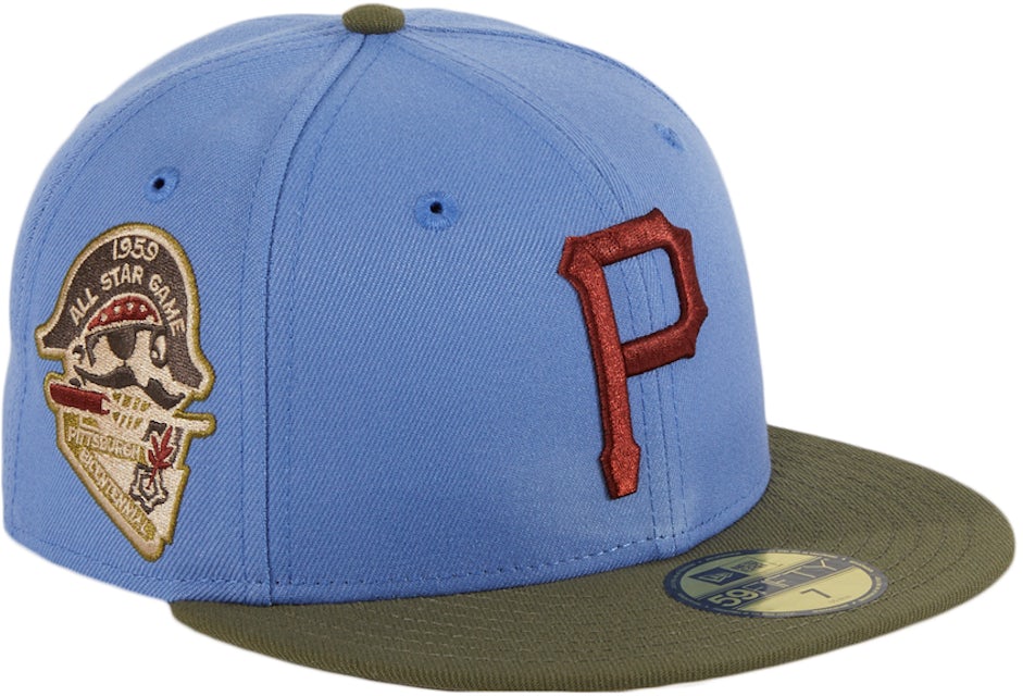 New Era Pittsburgh Pirates Great Outdoors 1959 All Star Game Patch Hat Club  Exclusive 59Fifty Fitted Hat Indigo/Olive Men's - SS22 - US