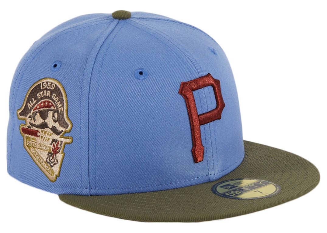 Pre-owned New Era Pittsburgh Pirates Great Outdoors 1959 All Star Game Patch Hat Club Exclusive 59fifty Fitted In Indigo/olive