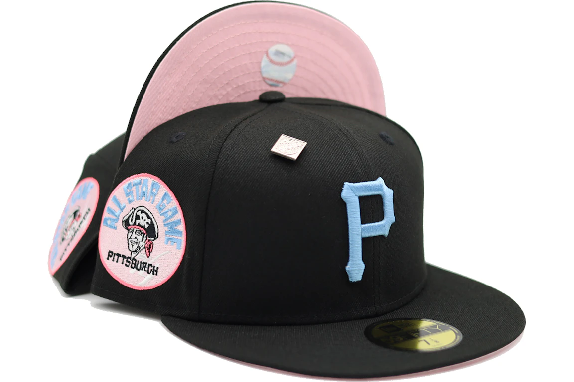 New Era Pittsburgh Pirates Midnight Rave Collection 1974 All Star Game Capsule Hats Exclusive 59Fifty Fitted Hat Black/Pink