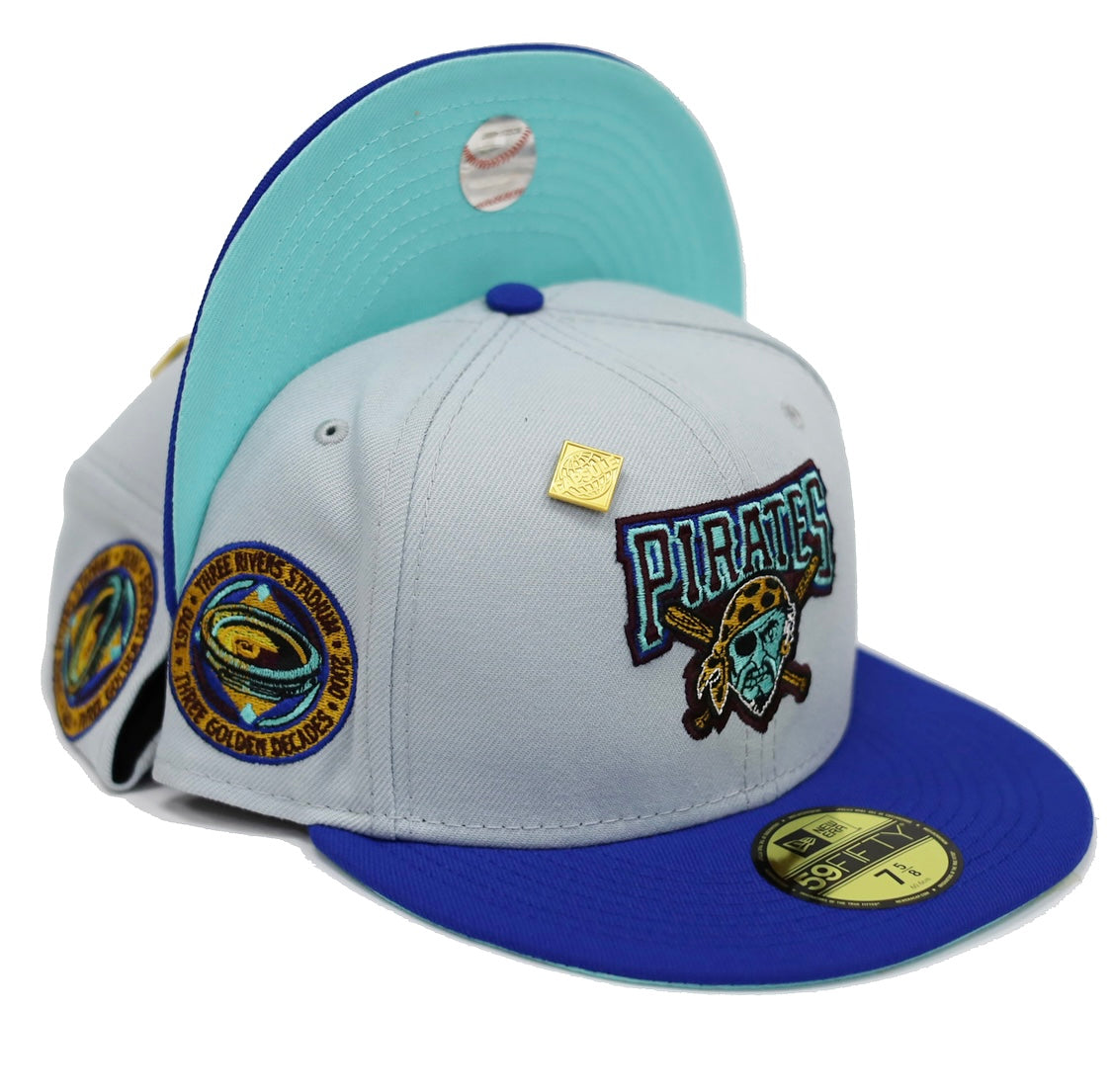 New Era Pittsburgh Pirates Three Rivers Stadium Capsule Hats 59Fifty Fitted  Hat Grey/Blue