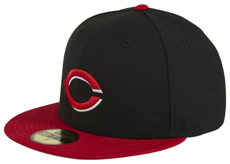 Pre-owned New Era Men's Retro Onfield Cincinnati S Alternate 59fifty Fitted Hat In Black/red