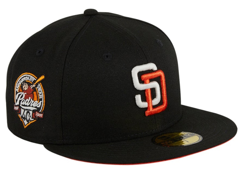 black padres fitted hat