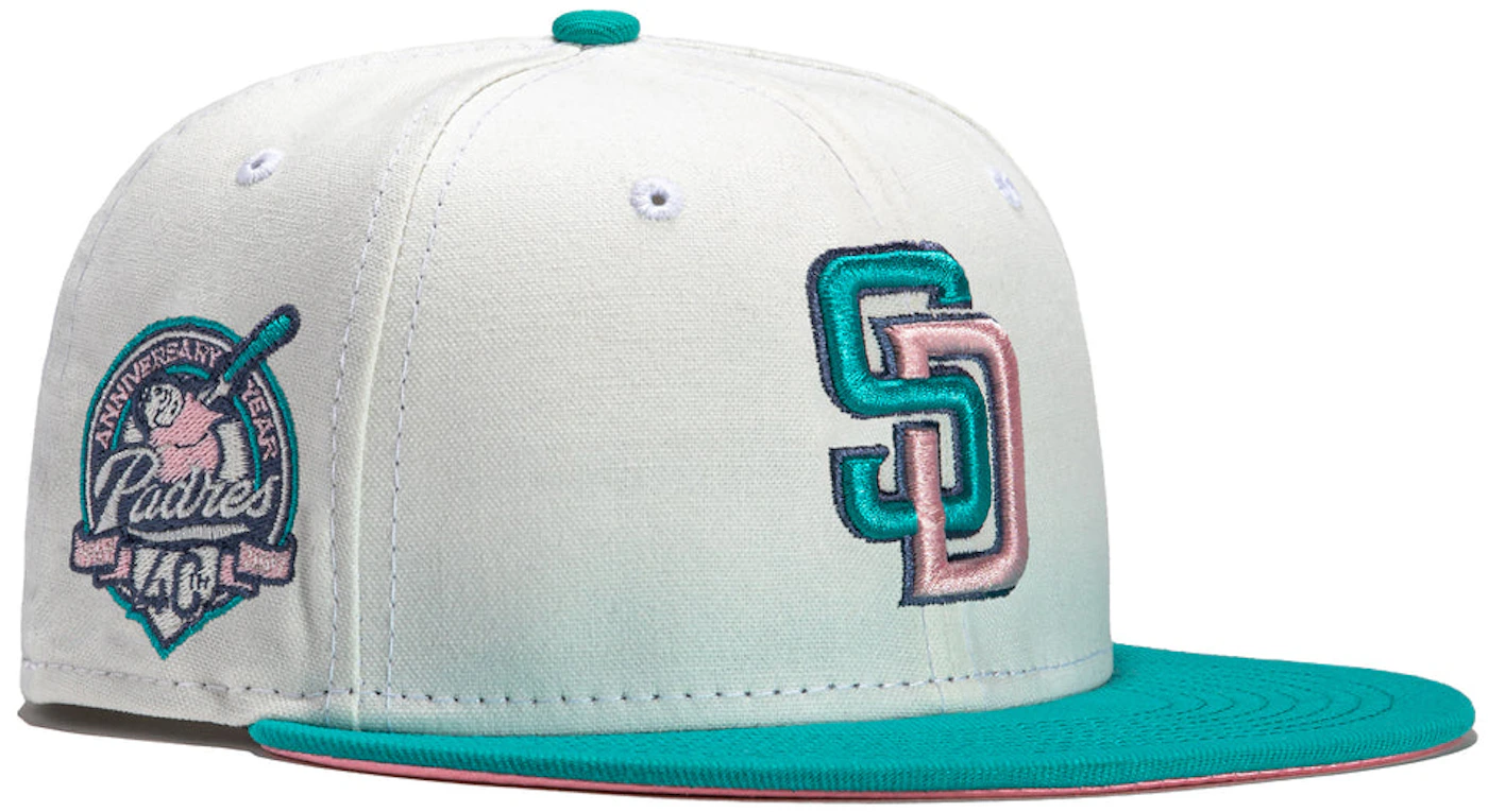 New Era Shoe Palace Exclusive San Diego Padres at The Park 59FIFTY Mens Fitted Hat (White/Brown)