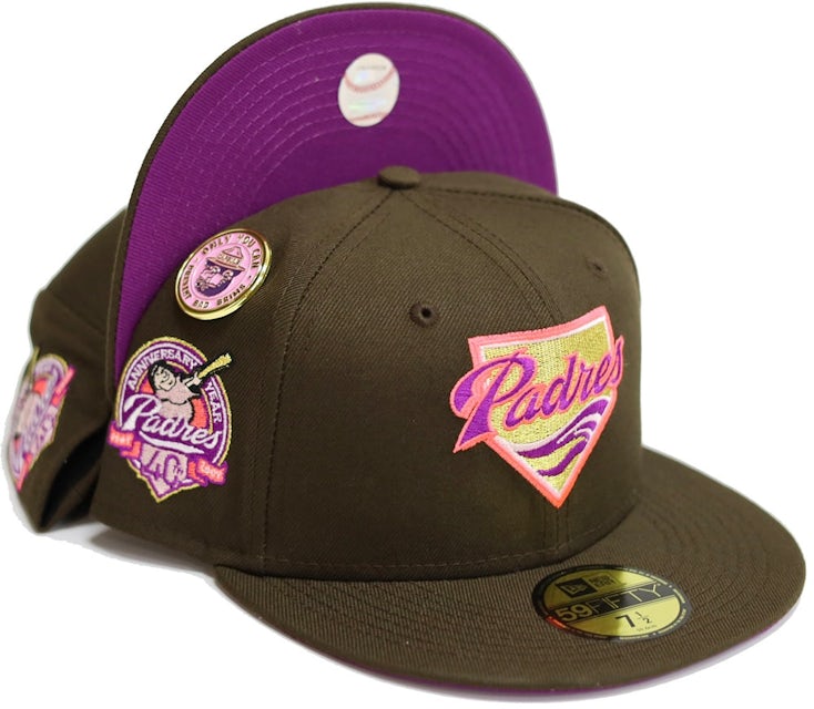 New Era San Diego Padres No Bad Brims 2.0 40th Anniversary Capsule Hats 59FIFTY Fitted Hat Brown/Purple