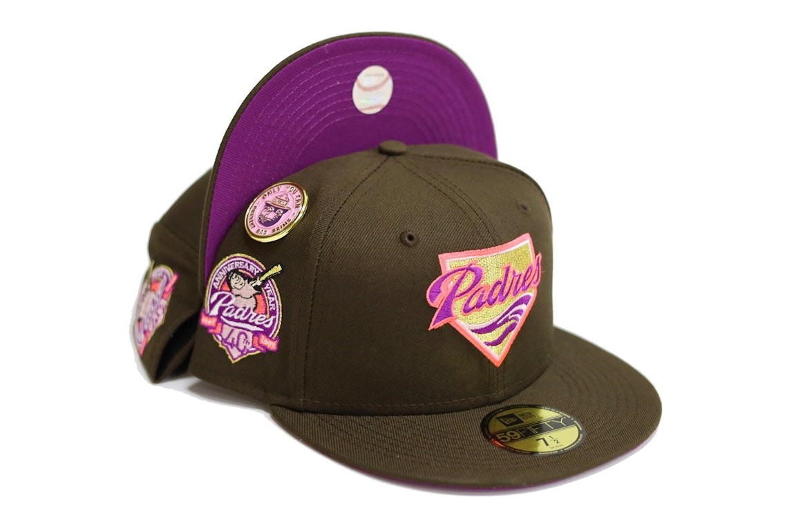 Pre-owned New Era San Diego Padres No Bad Brims 2.0 40th Anniversary Capsule Hats 59fifty Fitted Hat Brown/pur In Brown/purple