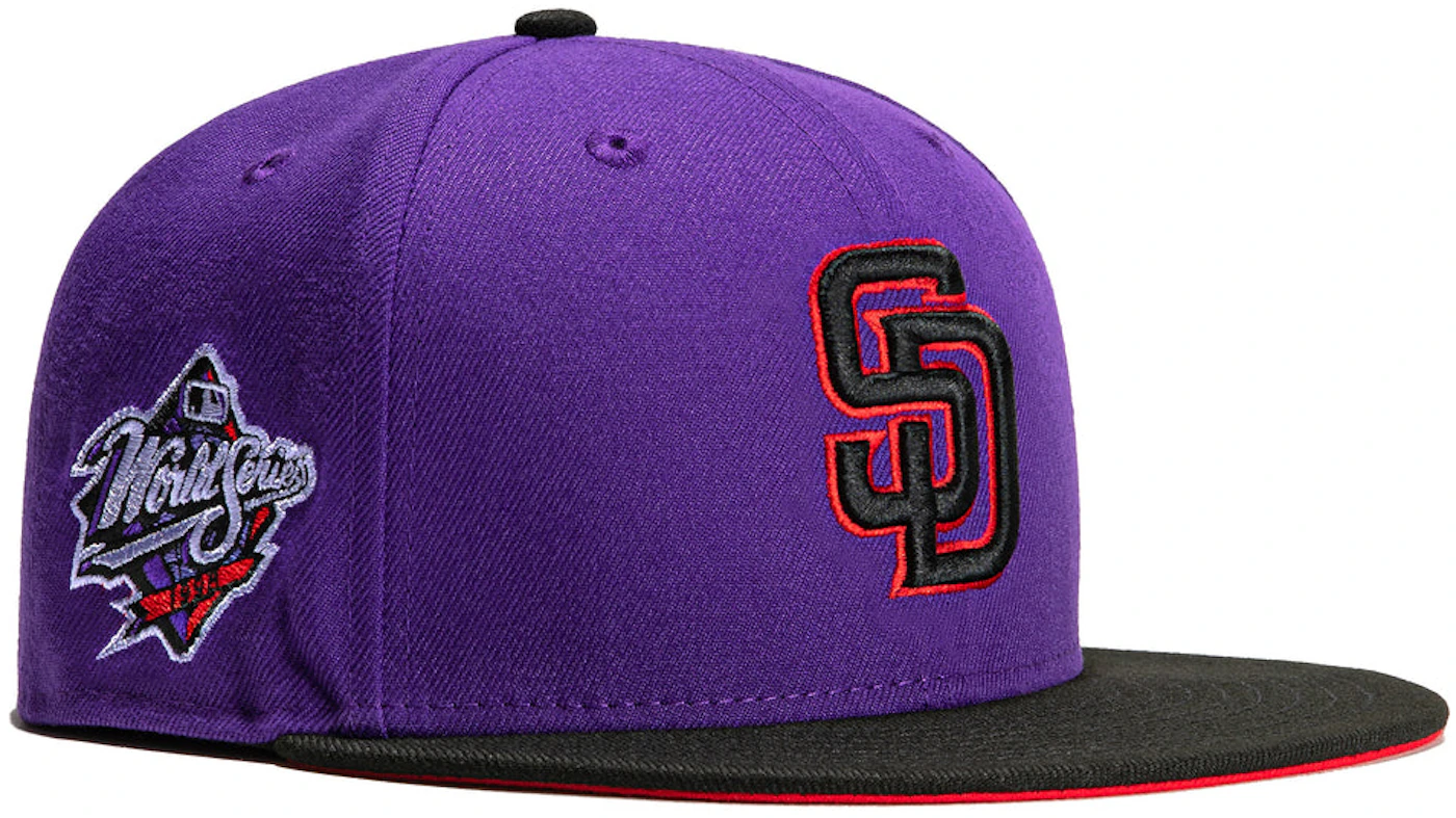 New Era San Diego Padres T-Dot 1998 World Series Patch Hat Club Exclusive  59Fifty Fitted Hat Purple/Black Men's - FW22 - US