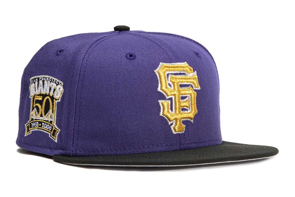 Pre-owned New Era San Francisco Giants Aux Pack Vol 2 50th Anniversary Patch Hat Club Exclusive 59fifty Fitted In Purple/black